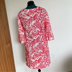 Boden Pink & White Scandinavian Linen Boat Neck Summer Dress